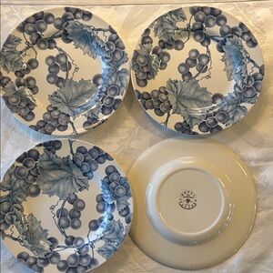 Royal Stafford  Blue and White Grape Design salad Plates set of four